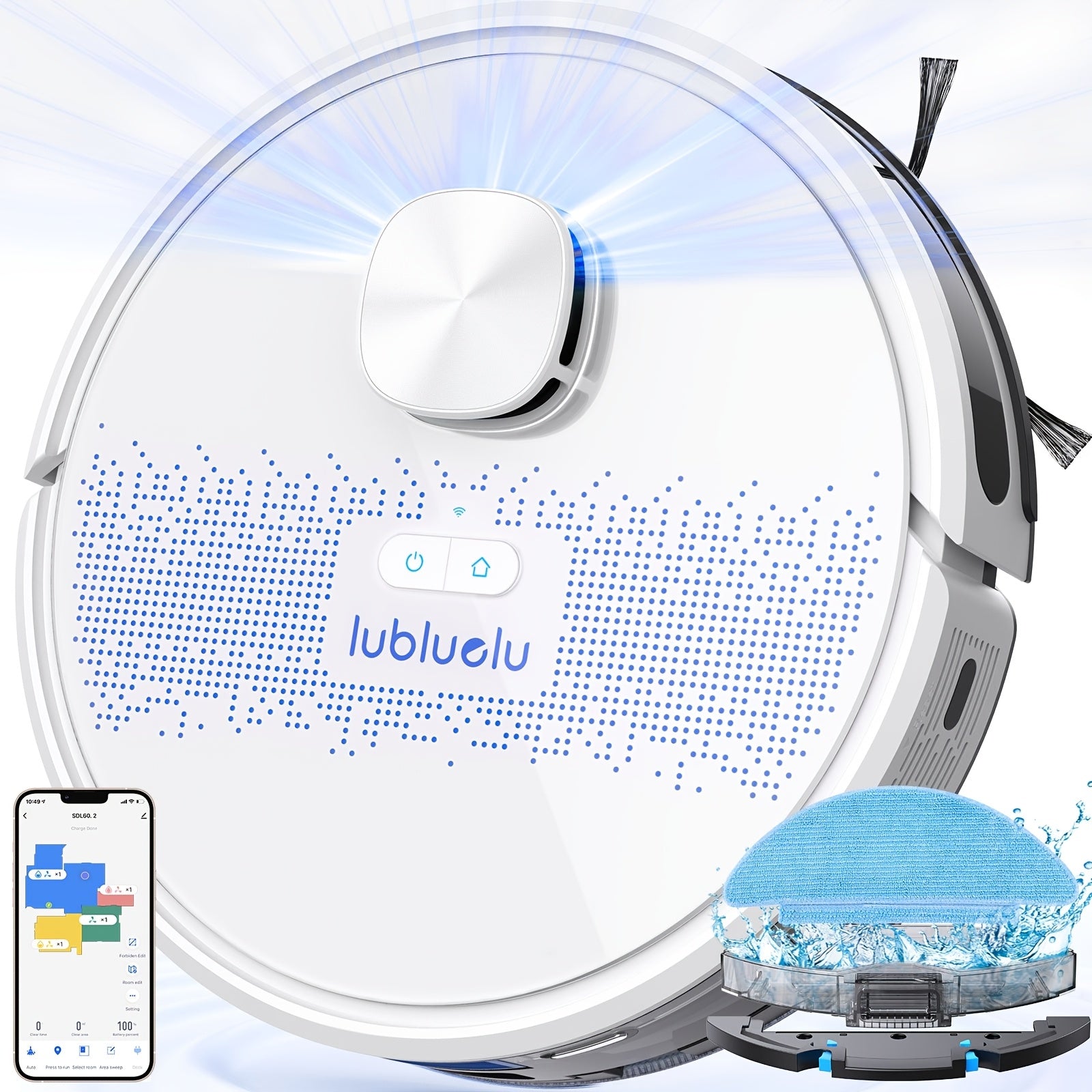 Aspirateur sans fil, Aspirateur-Laveur Robot Lubluelu SL60D pour sols durs et tapis – vue détaillée 15