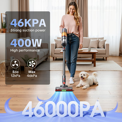 Aspirateur sans fil, Aspiration Puissante 46Kpa pour sols durs et tapis – vue détaillée 4