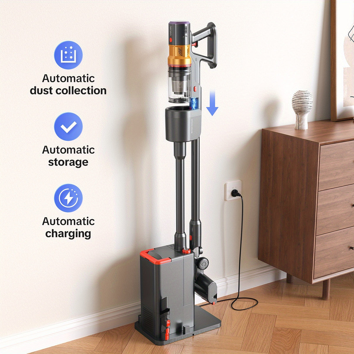 Aspirateur sans fil, Aspiration Puissante 46Kpa pour sols durs et tapis – vue détaillée 11