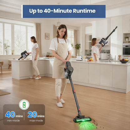 Aspirateur sans fil, Autonomie de 40 Minutes Rechargeable. Léger pour sols durs et poils d’animaux – vue détaillée 6