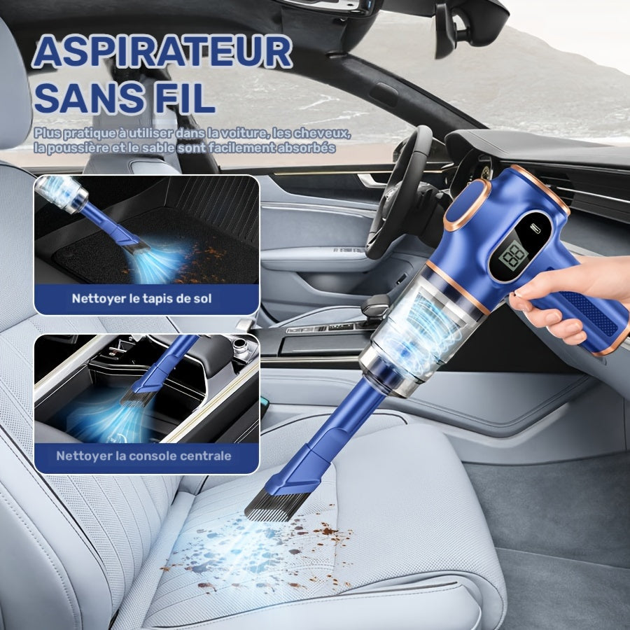 Aspirateur sans fil, Bleu et Doré soufflant et aspirant pour sols durs et tapis – vue détaillée 3