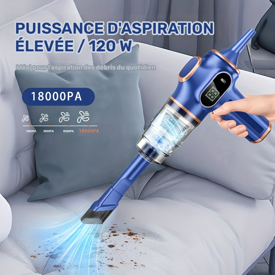 Aspirateur sans fil, Bleu et Doré soufflant et aspirant pour sols durs et tapis – vue détaillée 4
