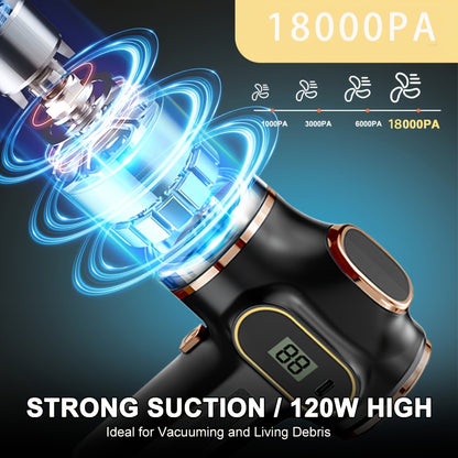 Aspirateur sans fil, Bleu et Doré soufflant et aspirant pour sols durs et tapis – vue détaillée 5