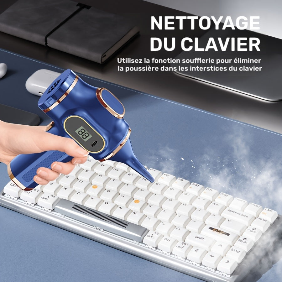 Aspirateur sans fil, Bleu et Doré soufflant et aspirant pour sols durs et tapis – vue détaillée 7