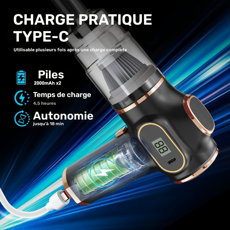 Aspirateur sans fil, Bleu et Doré soufflant et aspirant pour sols durs et tapis – vue détaillée 8