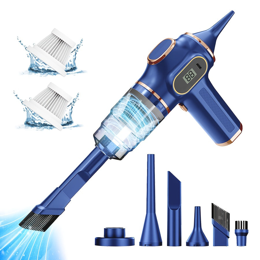 Aspirateur sans fil, Bleu et Doré soufflant et aspirant pour sols durs et tapis – vue détaillée 9