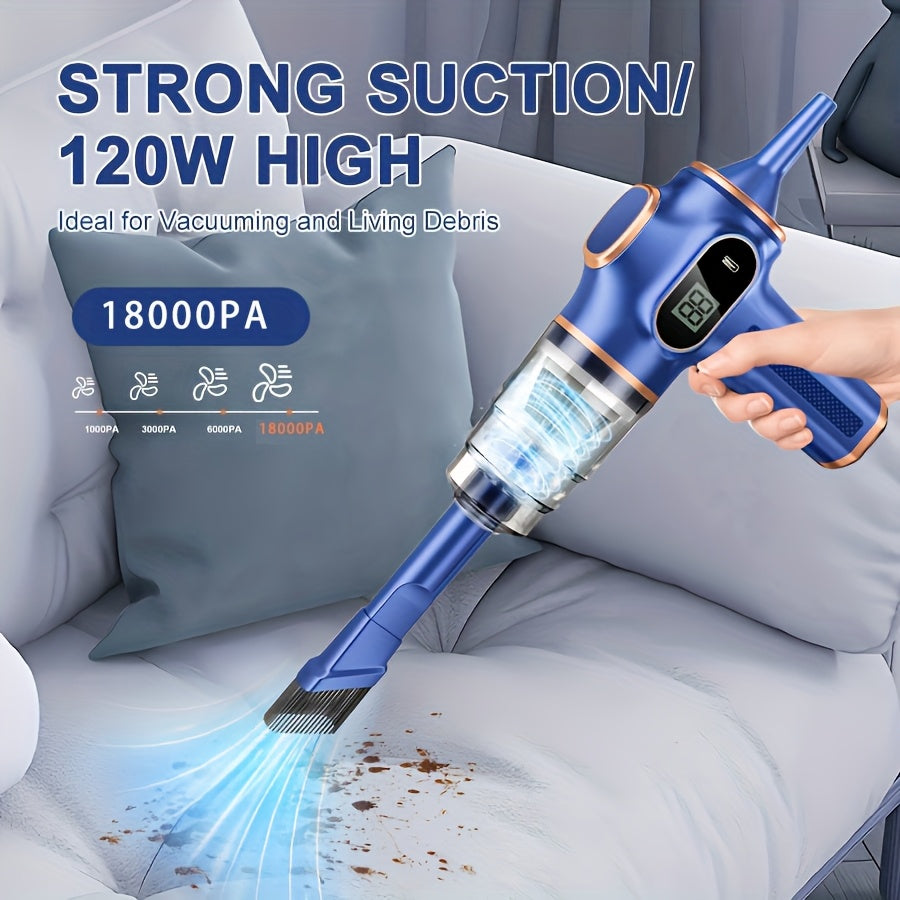 Aspirateur sans fil, Bleu et Doré soufflant et aspirant pour sols durs et tapis – vue détaillée 12
