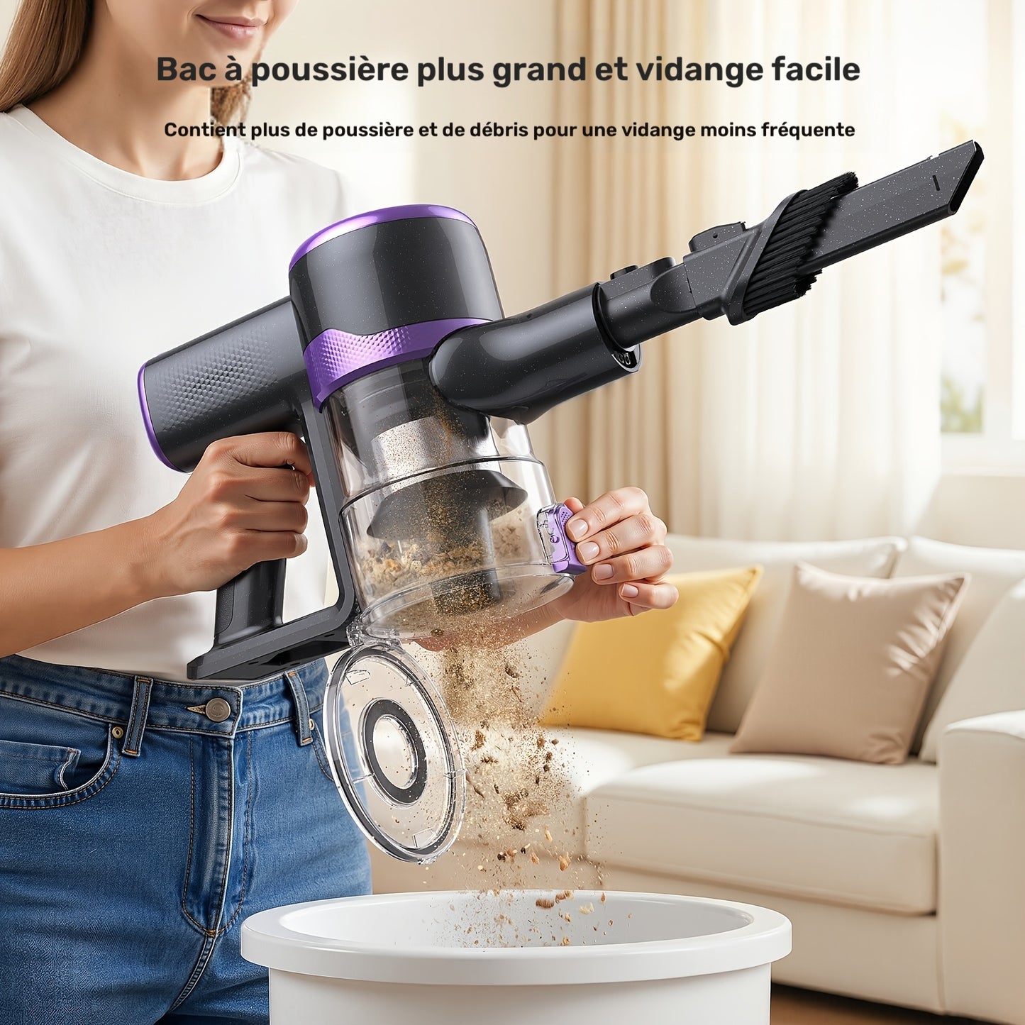 Aspirateur sans fil, Couleur dorée pour sols durs et tapis – vue détaillée 5