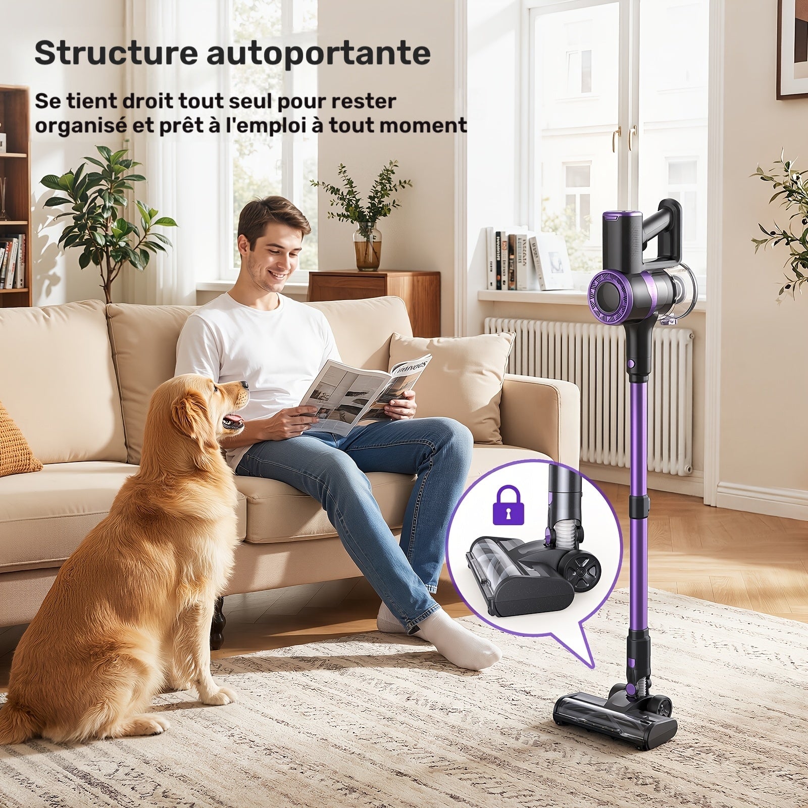 Aspirateur sans fil, Couleur dorée pour sols durs et tapis – vue détaillée 9