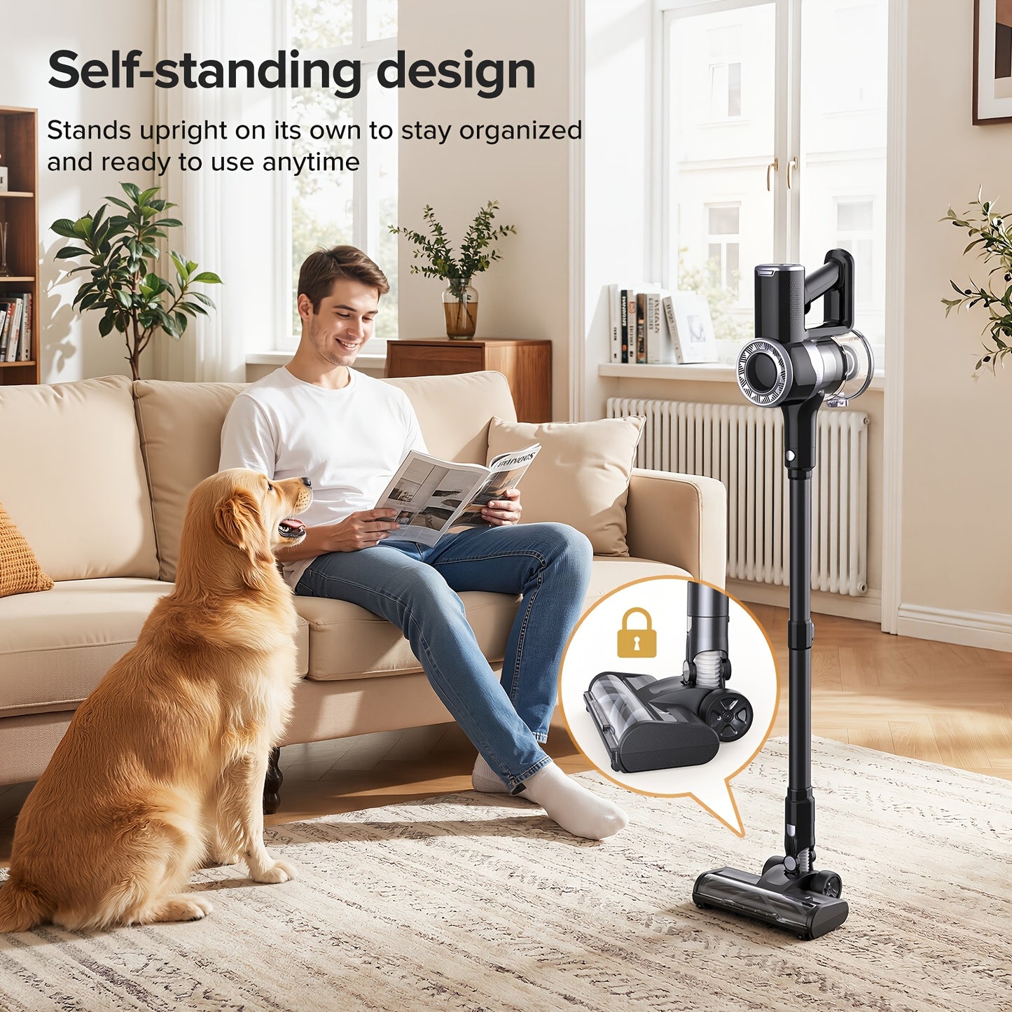 Aspirateur sans fil, Couleur dorée pour sols durs et tapis – vue détaillée 21