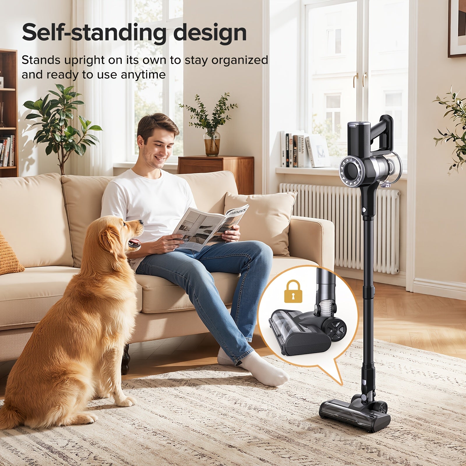 Aspirateur sans fil, Couleur dorée pour sols durs et tapis – vue détaillée 21