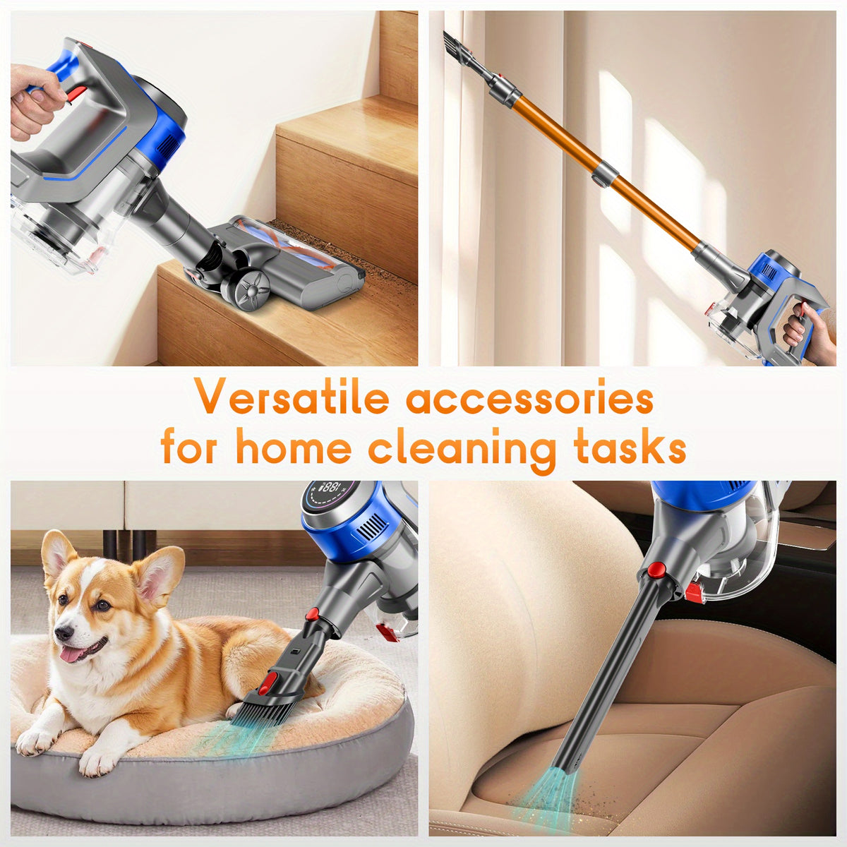 Aspirateur sans fil, Doré pour tapis et sols durs – vue détaillée 2