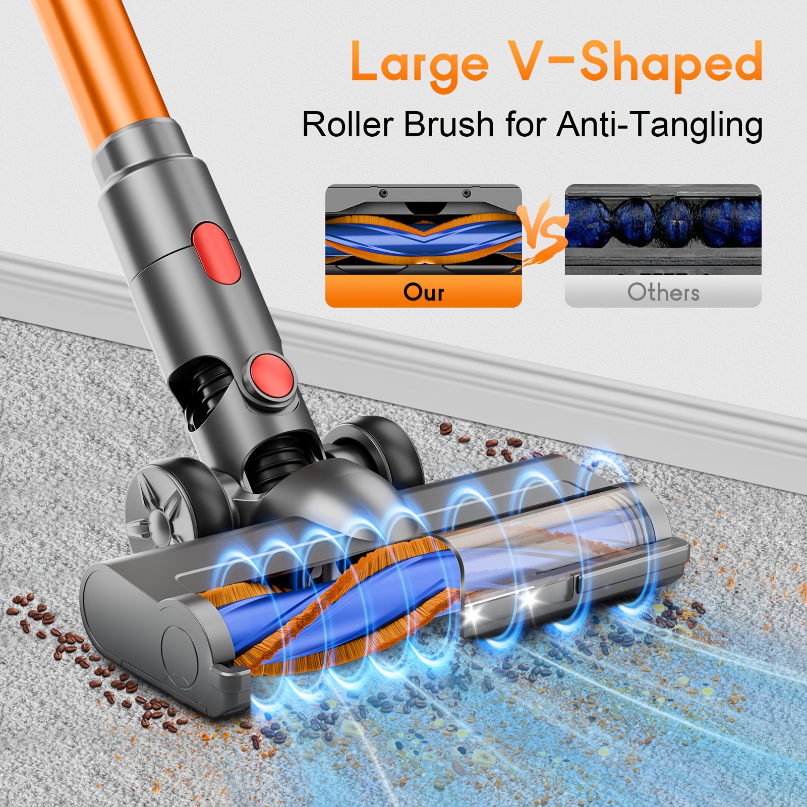 Aspirateur sans fil, Doré pour tapis et sols durs – vue détaillée 9