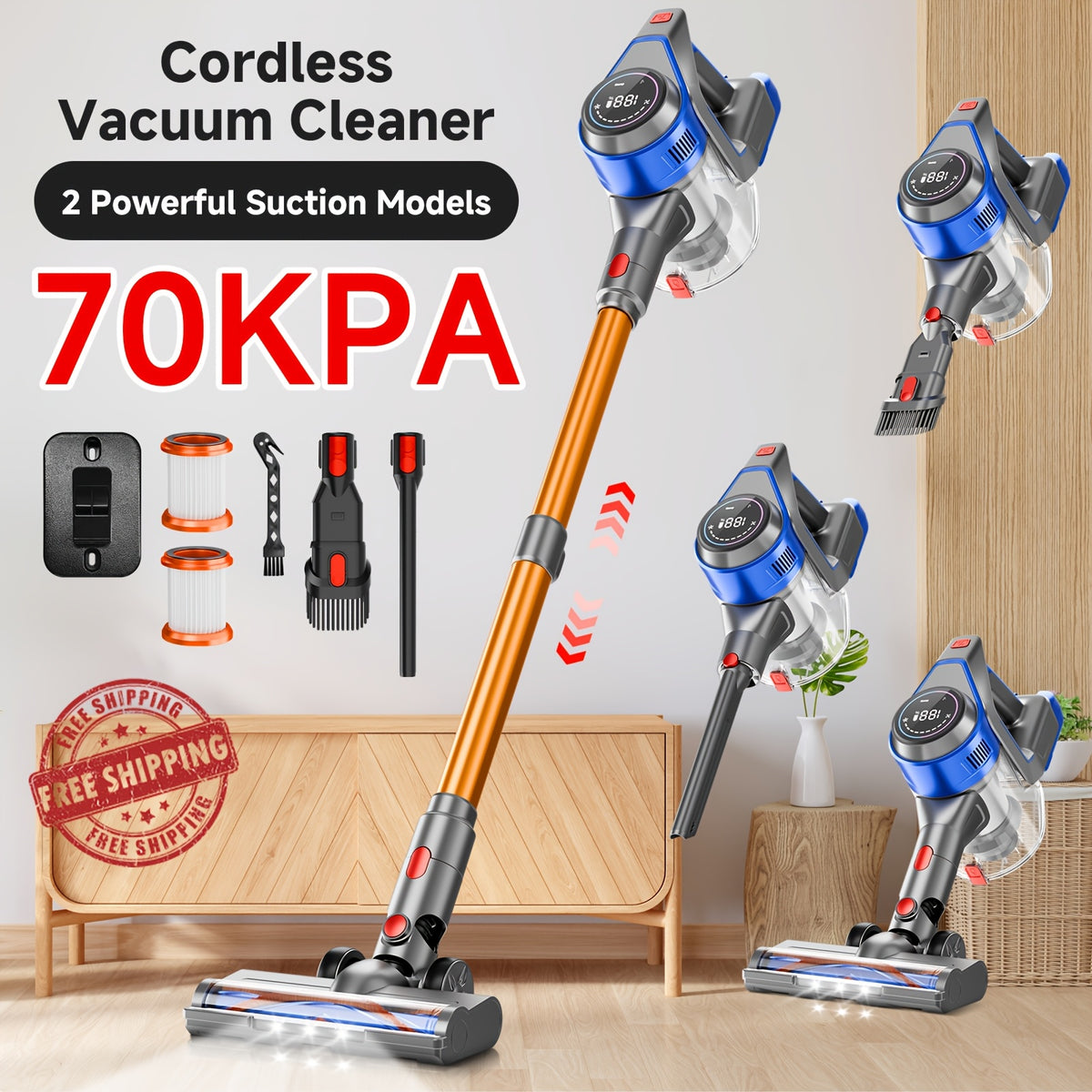 Aspirateur sans fil, Doré pour tapis et sols durs – vue détaillée 22