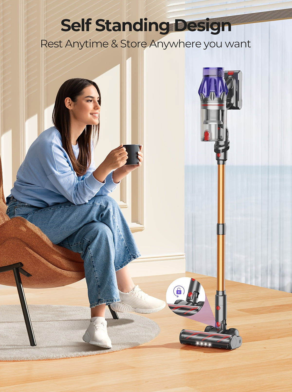 Aspirateur sans fil, Jaune pour tapis – vue détaillée 11