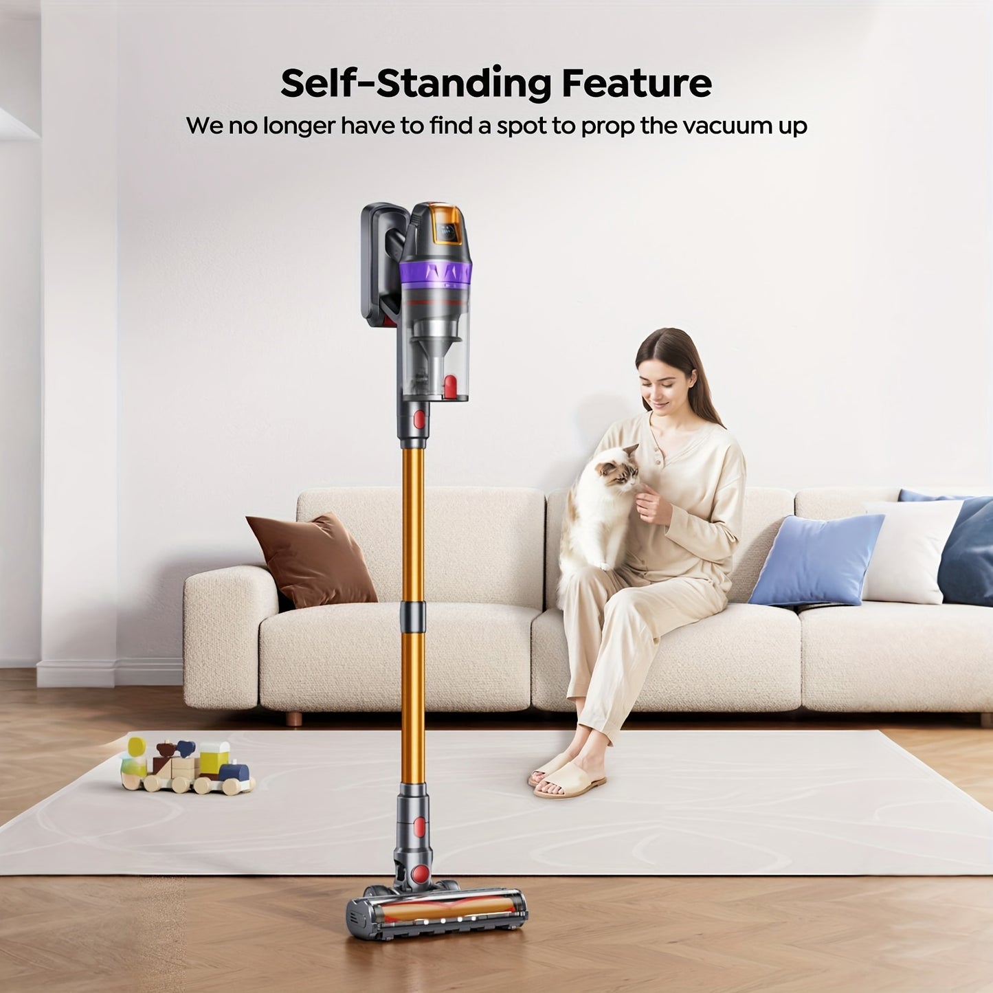 Aspirateur sans fil, Léger avec Affichage LED/Brosse -Enchevêtrement pour sols durs – vue détaillée 2