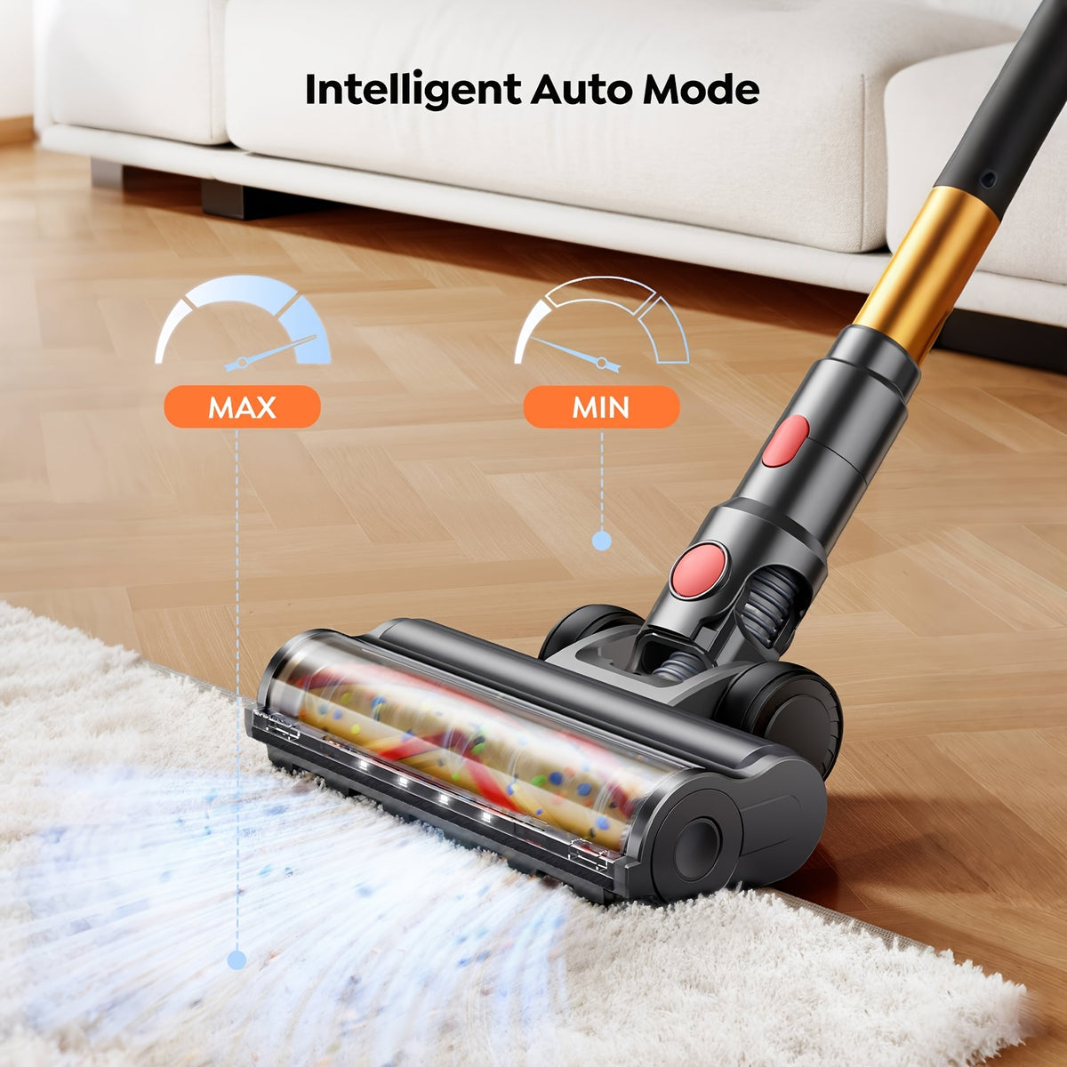 Aspirateur sans fil, Léger avec Affichage LED/Brosse -Enchevêtrement pour sols durs – vue détaillée 5