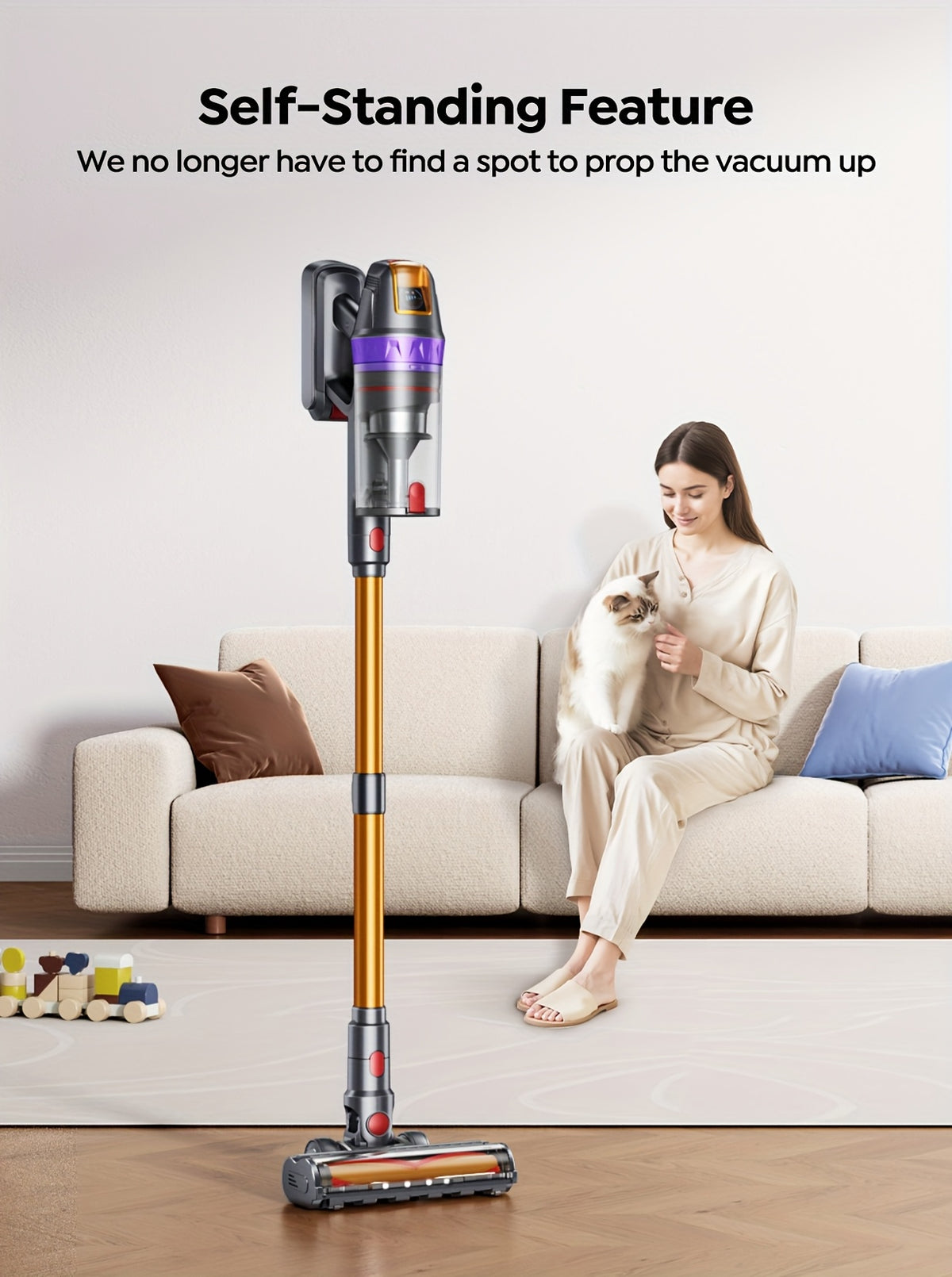 Aspirateur sans fil, Léger avec Affichage LED/Brosse -Enchevêtrement pour sols durs – vue détaillée 10