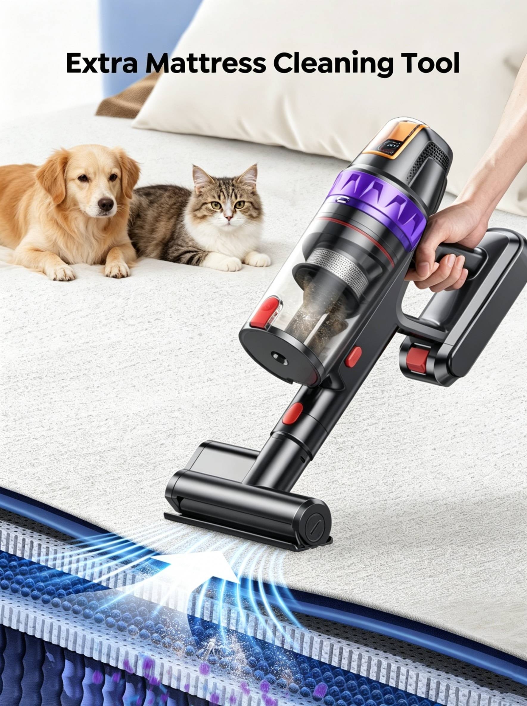 Aspirateur sans fil, Léger avec Affichage LED/Brosse -Enchevêtrement pour sols durs – vue détaillée 12