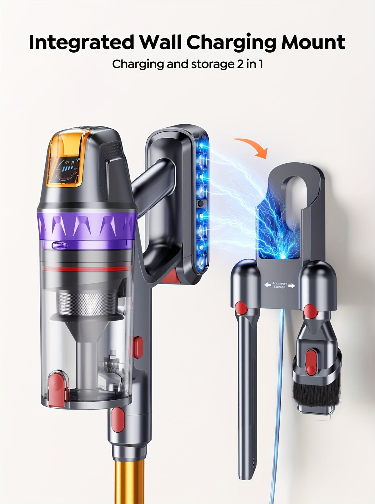 Aspirateur sans fil, Léger avec Affichage LED/Brosse -Enchevêtrement pour sols durs – vue détaillée 14