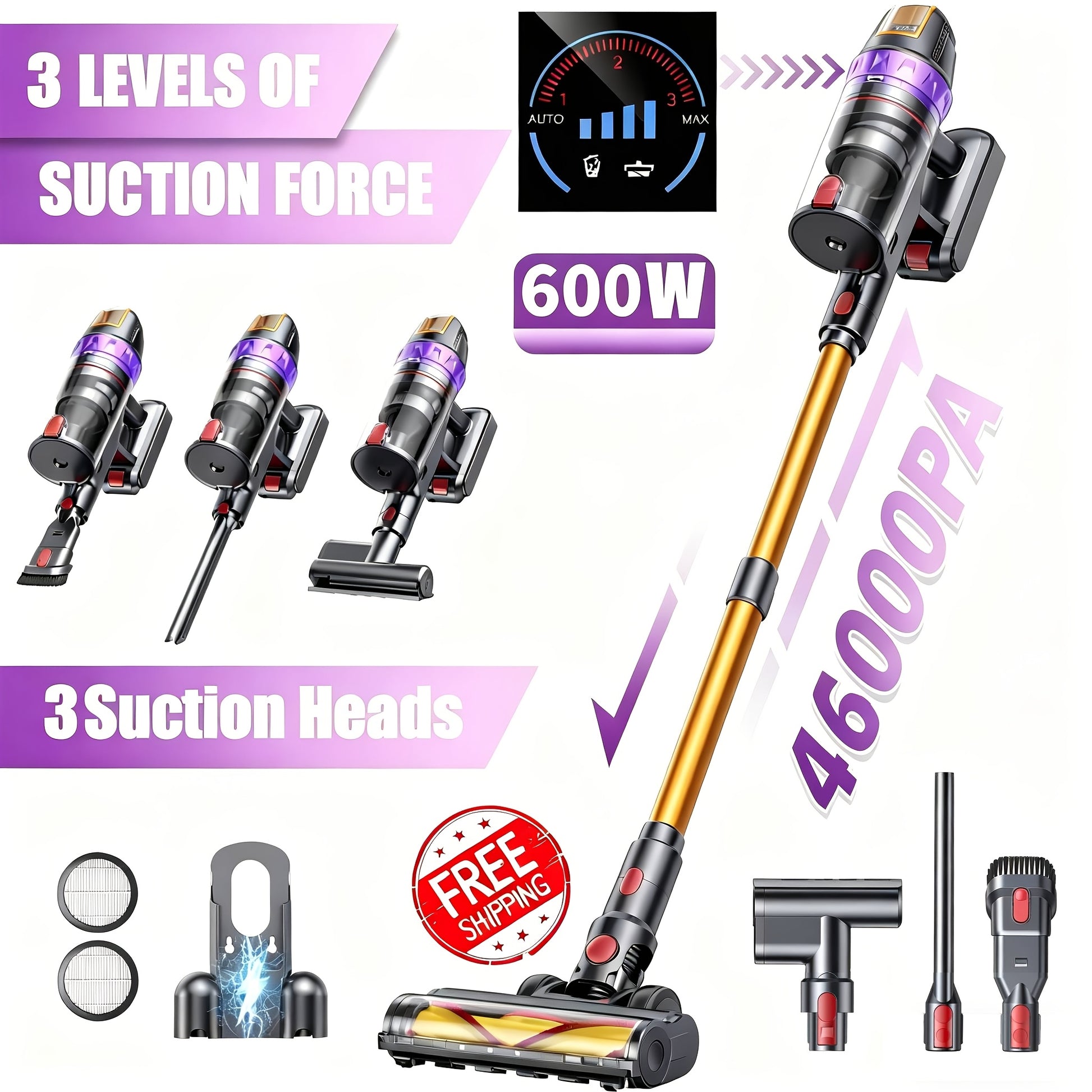 Aspirateur sans fil, Léger avec Affichage LED/Brosse -Enchevêtrement pour sols durs – vue détaillée 16