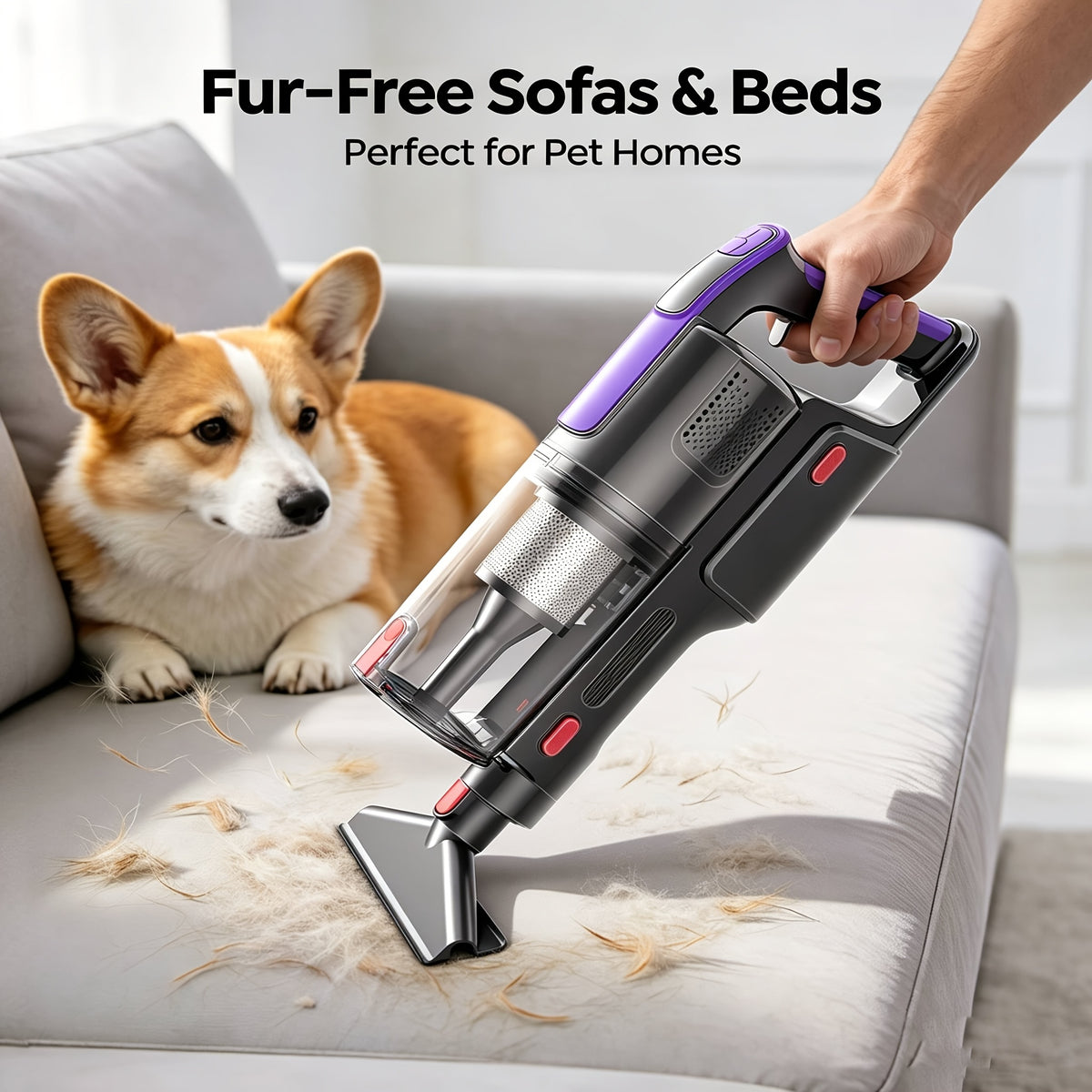 Aspirateur sans fil, rechargeable pour tapis et poils d’animaux – vue détaillée 2