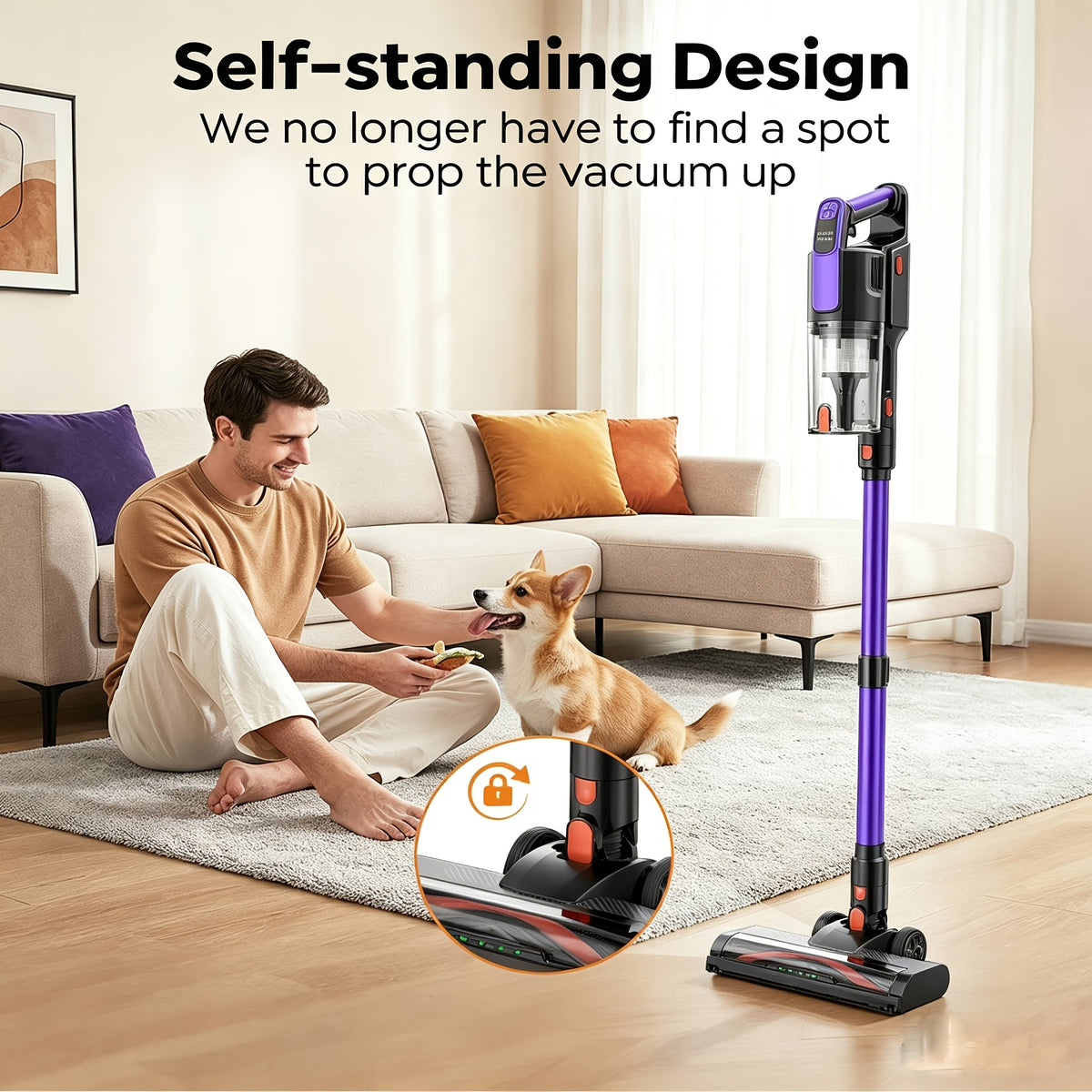 Aspirateur sans fil, rechargeable pour tapis et poils d’animaux – vue détaillée 3