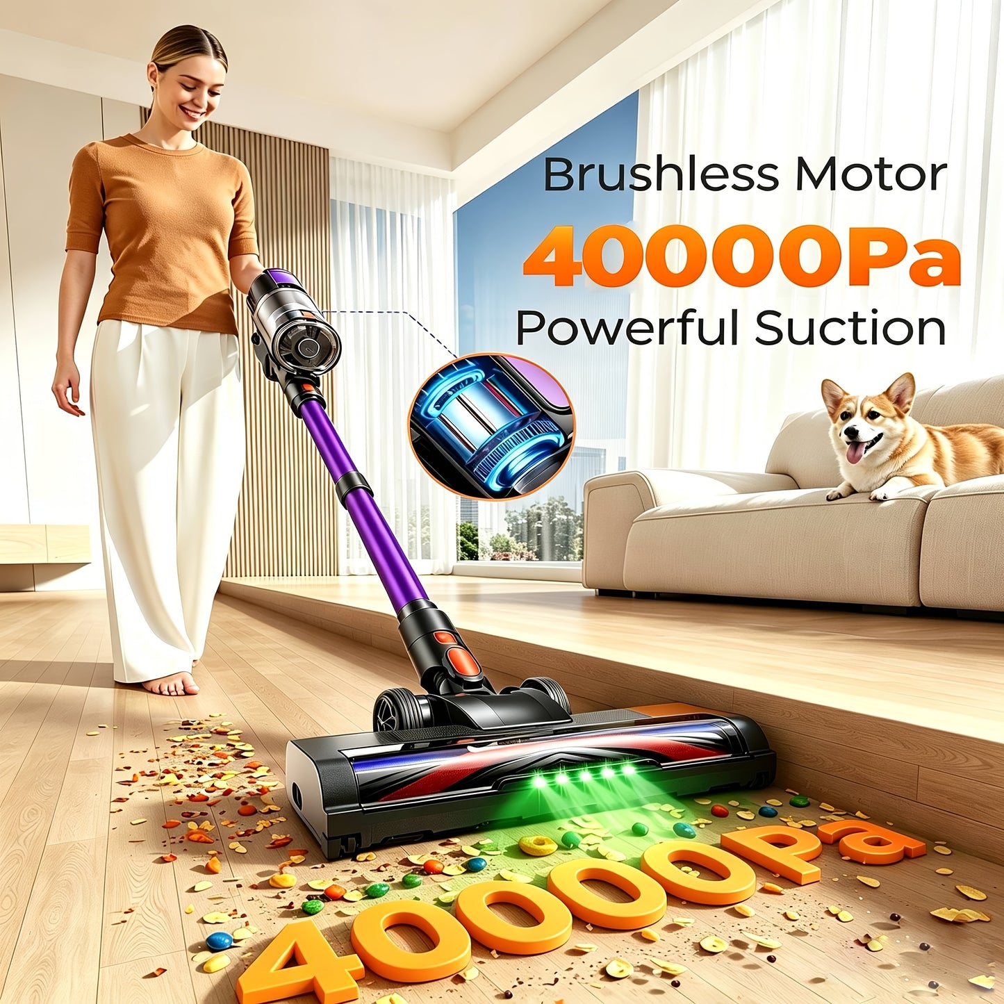 Aspirateur sans fil, rechargeable pour tapis et poils d’animaux – vue détaillée 4