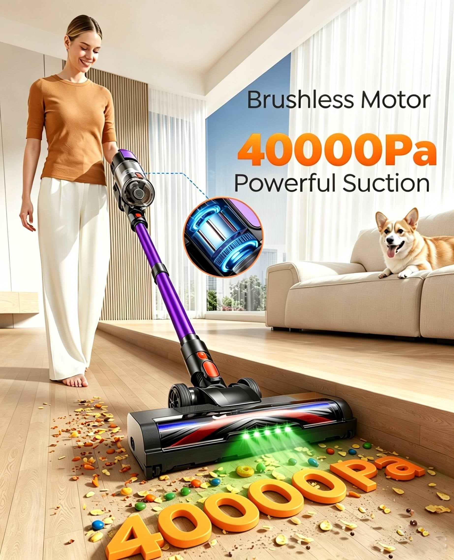 Aspirateur sans fil, rechargeable pour tapis et poils d’animaux – vue détaillée 12