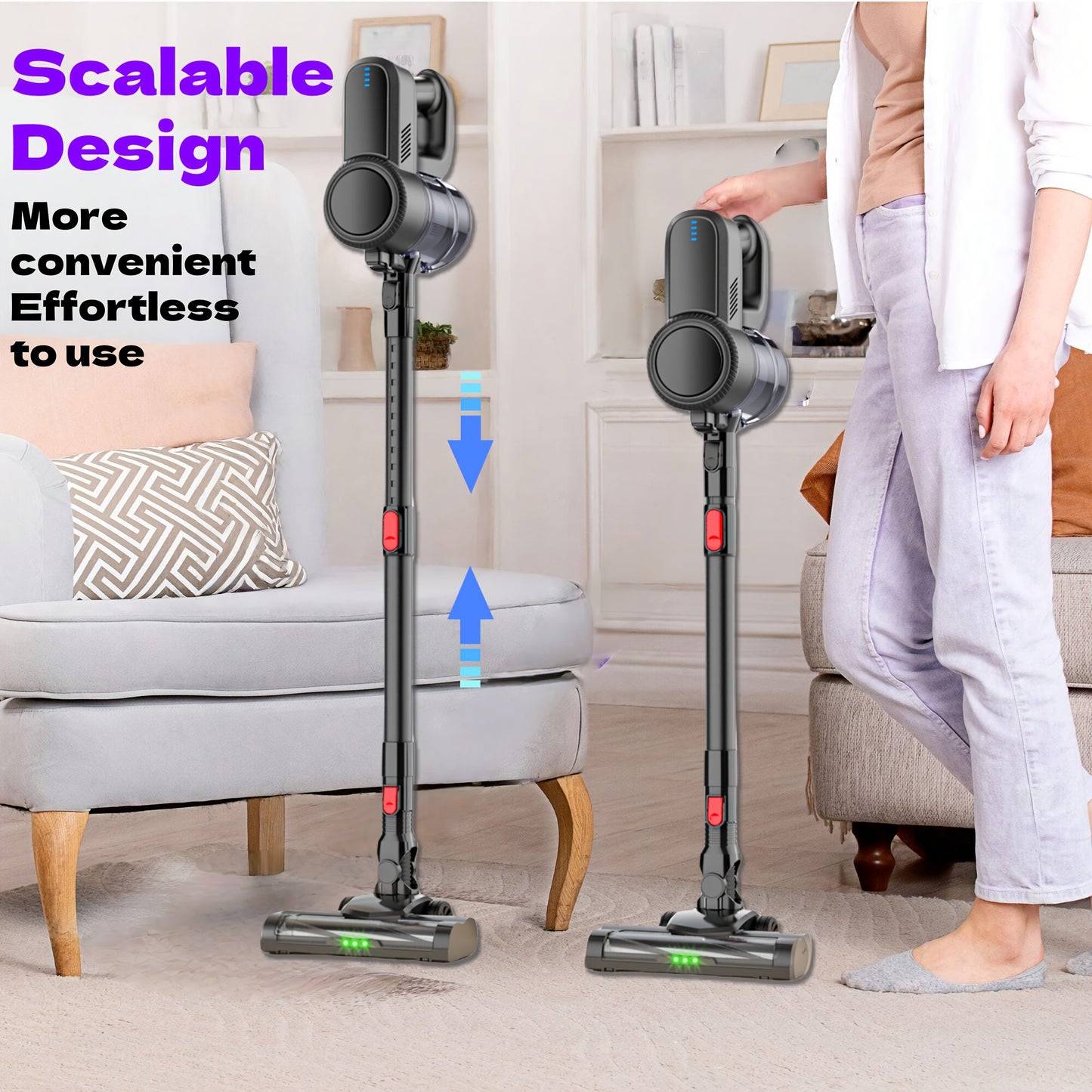 Aspirateur sans fil, réglable pour sols durs et tapis – vue détaillée 9