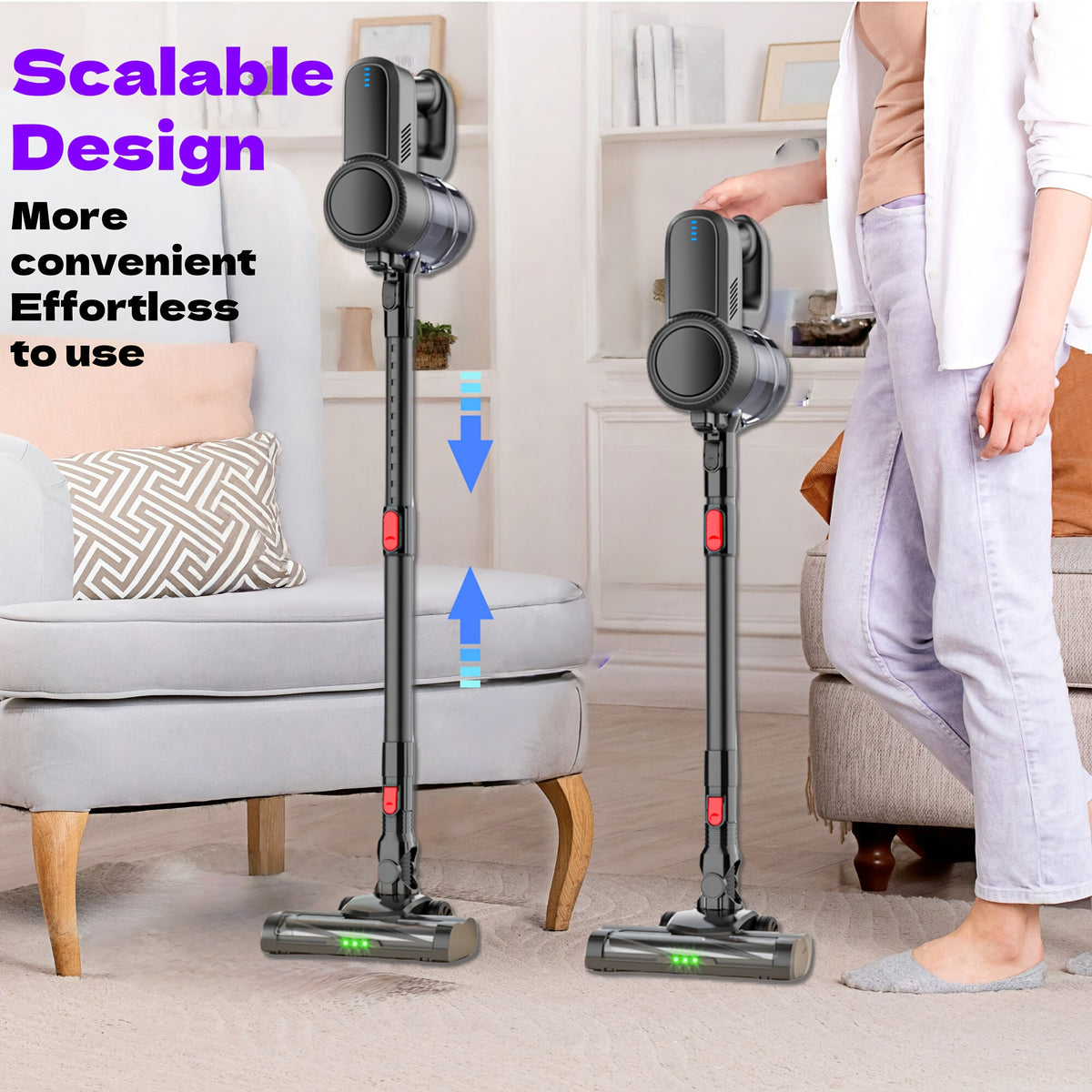 Aspirateur sans fil, réglable pour sols durs et tapis – vue détaillée 9