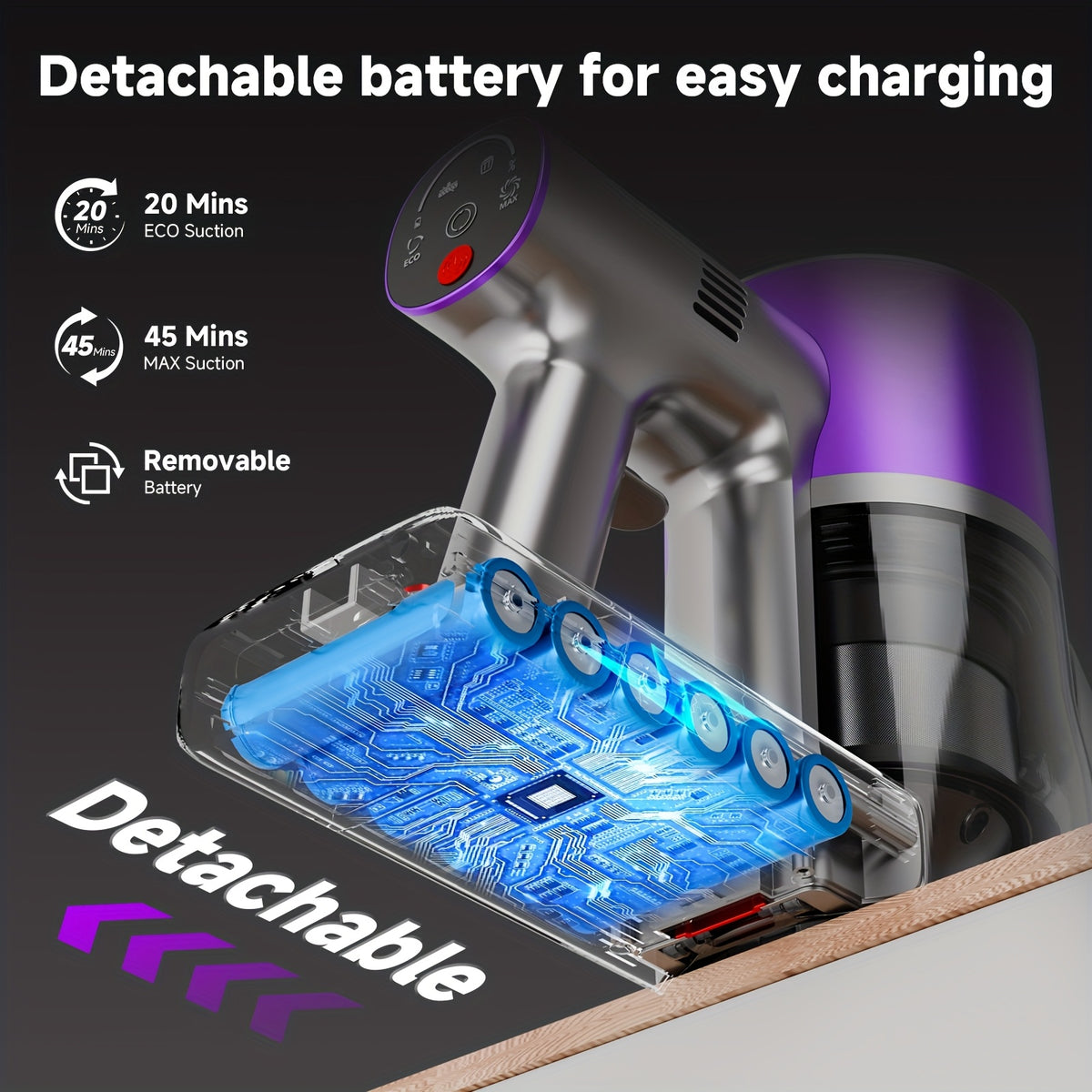 Aspirateur sans fil, Rouge pour sols durs et tapis – vue détaillée 9
