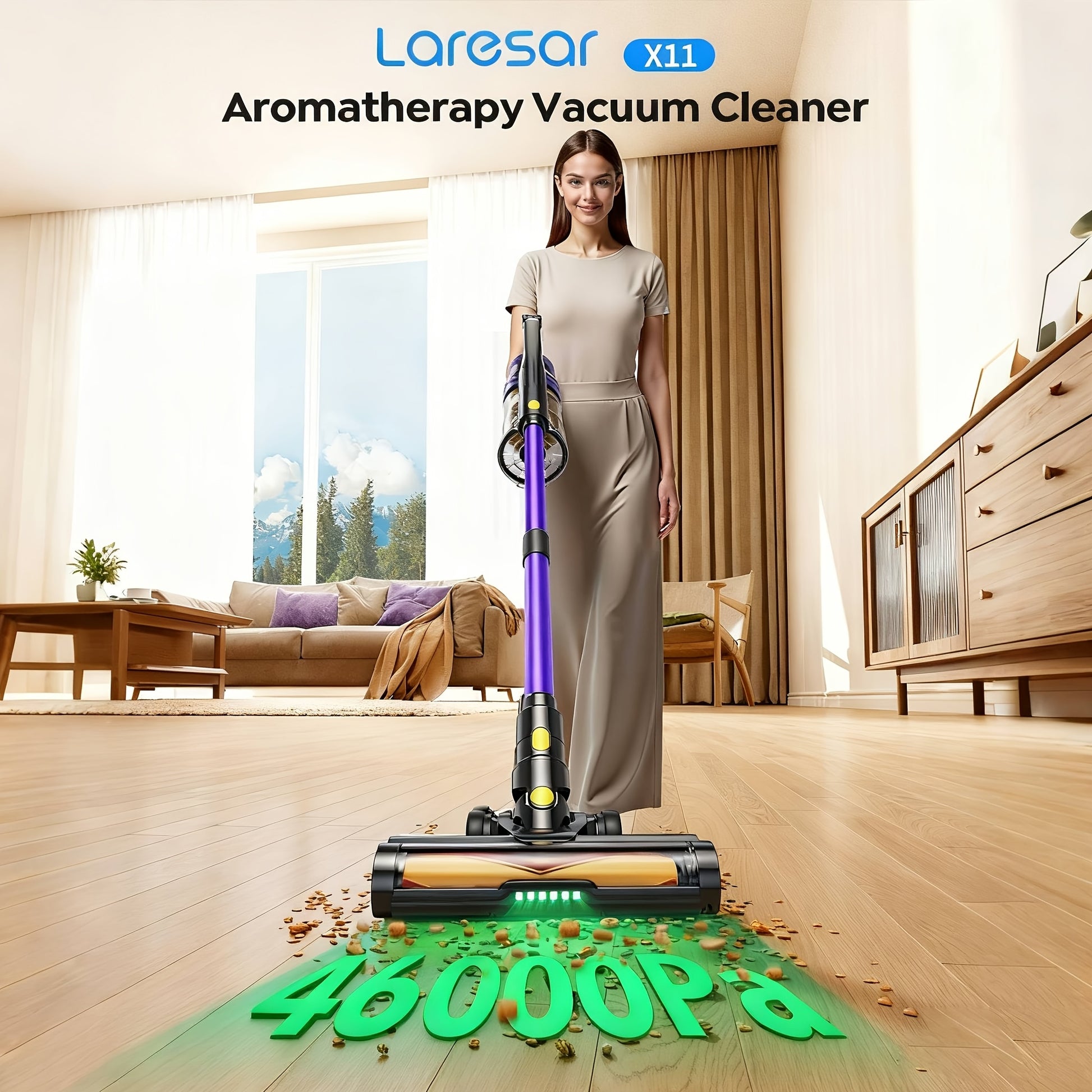 Aspirateur sans fil, Silencieux 65dB pour tapis – vue détaillée 3