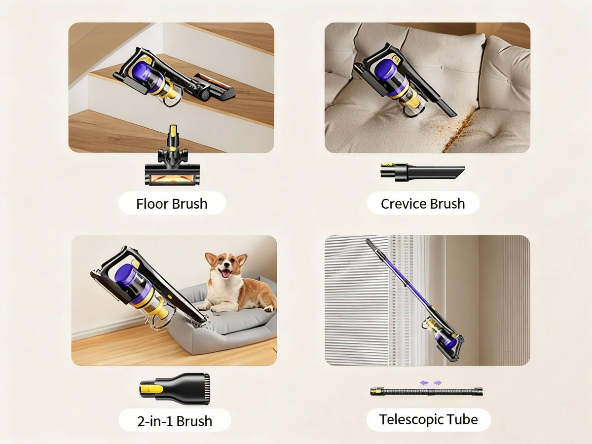Aspirateur sans fil, Silencieux 65dB pour tapis – vue détaillée 14