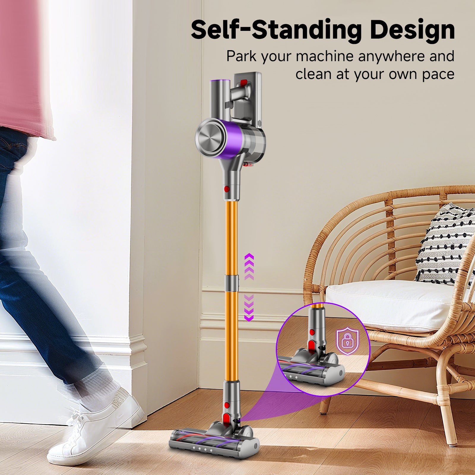 Aspirateur sans fil, violet-or pour tapis et sols durs – vue détaillée 6