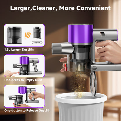 Aspirateur sans fil, violet-or pour tapis et sols durs – vue détaillée 7