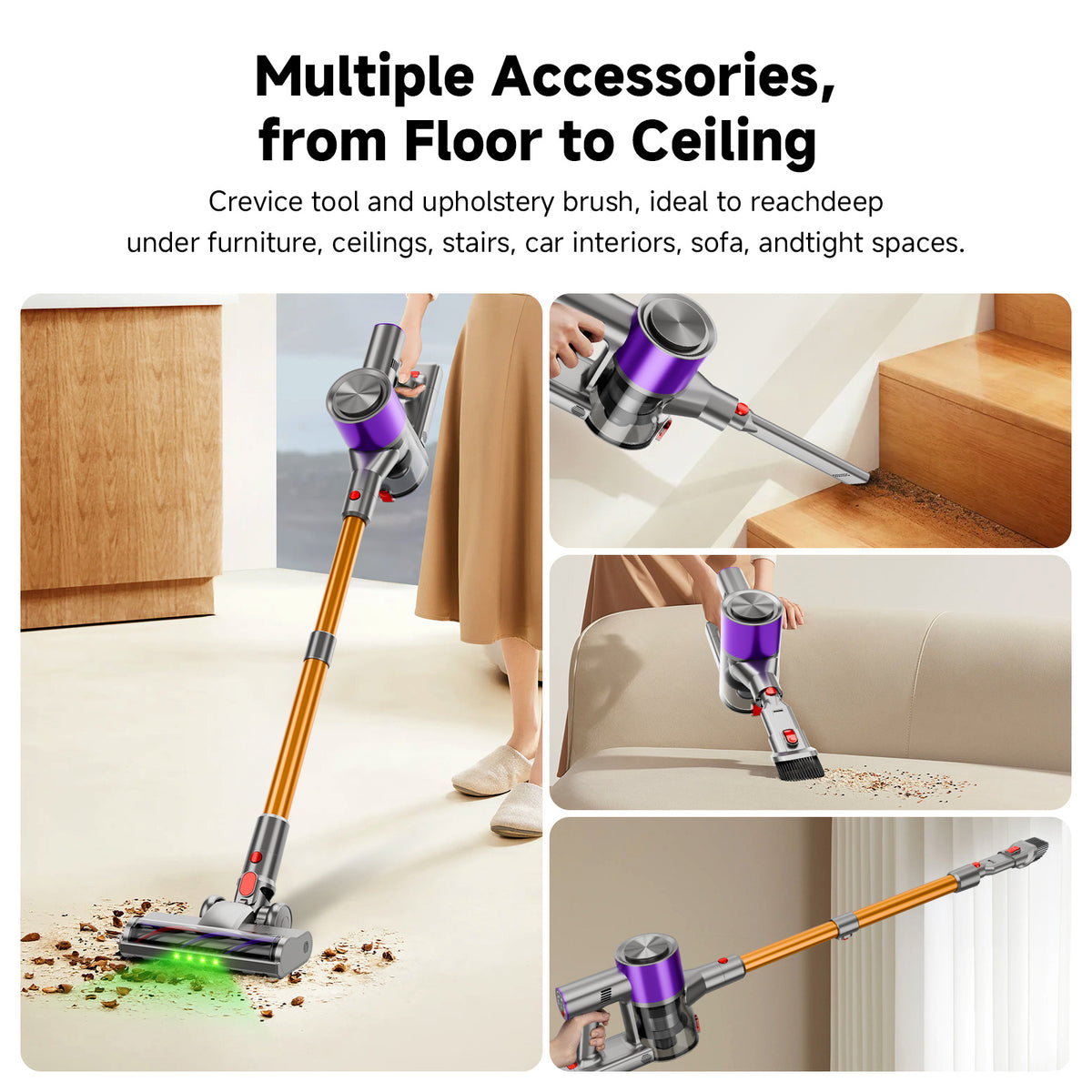 Aspirateur sans fil, violet-or pour tapis et sols durs – vue détaillée 8