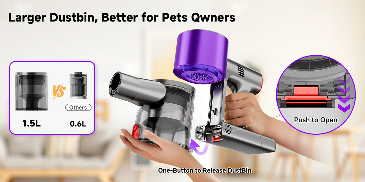 Aspirateur sans fil, violet-or pour tapis et sols durs – vue détaillée 13