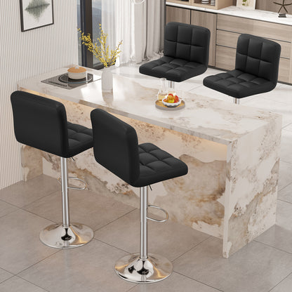 Ensemble de 2 tabourets de bar, tabourets de bar pivotants réglables en cuir PU, chaise de réception, tabourets de comptoir modernes avec dossier et repose-pieds, tabourets de bar de hauteur de comptoir adaptés pour bureau, bar, cuisine, salle à manger