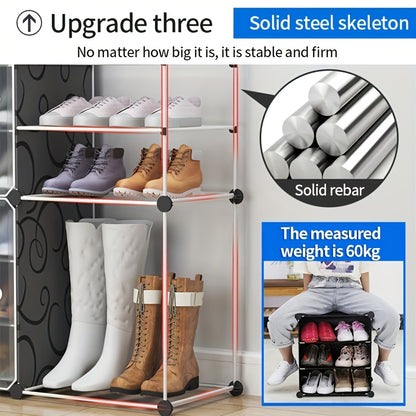 Étagère à chaussures facile, armoire à chaussures en plastique, rangement anti-poussière multicouche, convient pour l'assemblage multicouche d'étagères à chaussures dans les chambres, les halls d'entrée, les salons, les dortoirs et les portes avec de mult