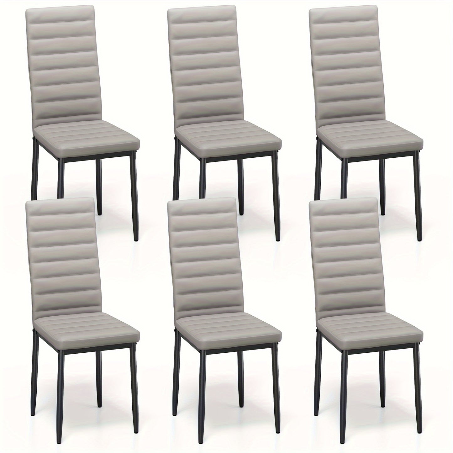 Ensemble de 6 chaises de salle à manger pour cuisine et salle à manger, fausse cuir, dossier haut, moderne