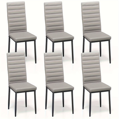 Ensemble de 6 chaises de salle à manger pour cuisine et salle à manger, fausse cuir, dossier haut, moderne