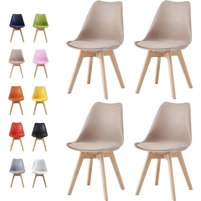 Ensemble de 4 chaises de salle à manger MCC Direct, chaises de cuisine, chaises de bureau, chaise coquille de designer, "Eva" disponible en 7 couleurs tendance