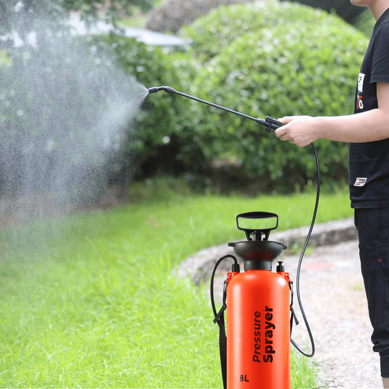 Pressure Sprayer, Garden, Manual, 8L, with Long Lance, Strong, Durable, Professional Tool for Garden Care, for Watering Plants, Spraying, And Dispersing Fertilizers And Plant Protection Agents, Has a Large Capacity of 8 Liters, Allows for Long Work Withou