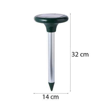 Lot de 2 Répulsifs Solaires Puissants pour Taupes, Campagnols et Rongeurs, Dissuasif Fort pour Petits Mammifères avec Émission de Son et de Vibrations, Fonctionnement Cyclique toutes les 40 Secondes, Portée jusqu'à 30 Mètres, Signal Acoustique Variable, F