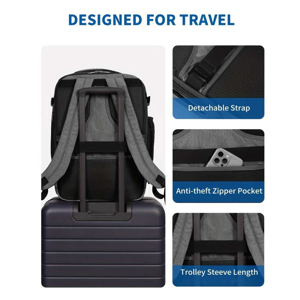 Sac à dos cabine extensible approuvé par l'aviation 45X36X20 pouces, bagage à main sous le siège avec poche humide et housse pour ordinateur portable dédiée de 43,18 cm, sac de voyage adapté aux normes TSA pour les voyages d'affaires (Essentiel unisexe 20