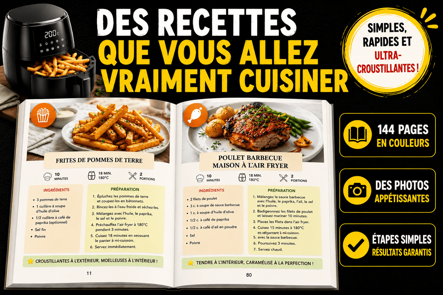 Livre de Recettes Air Fryer Express - Tout-en-un: Mille et une Recettes, Faciles et Ultra-Croustillantes, Compatible avec tous les modèles, 100 % en couleurs