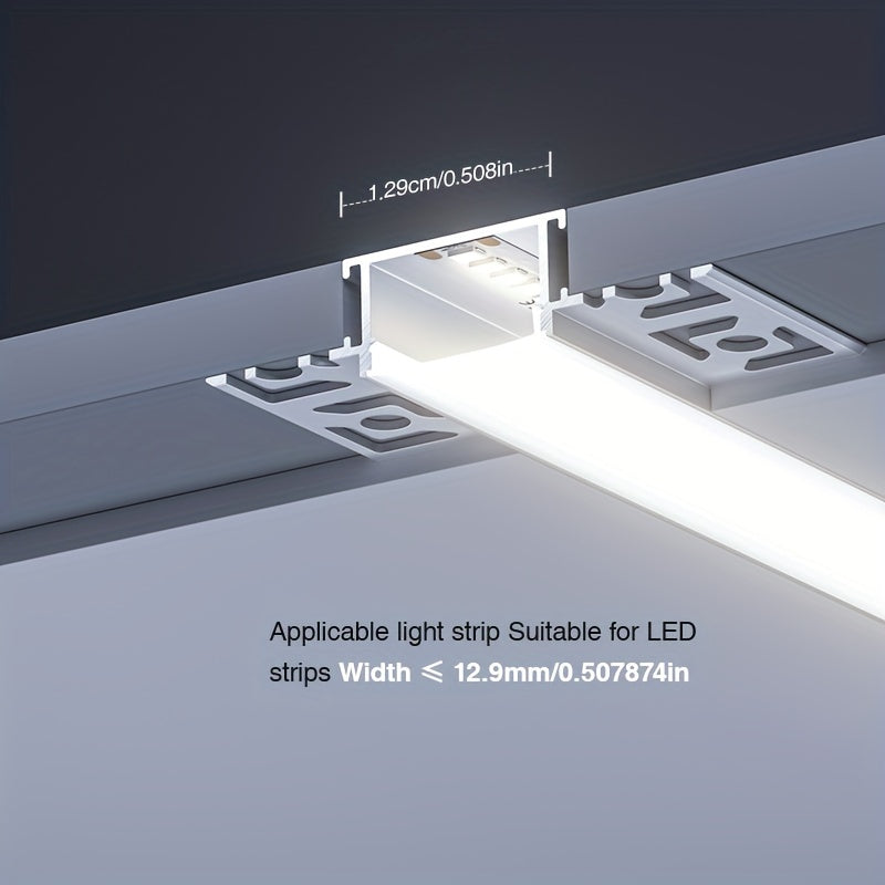 Profilé en aluminium 200CM, support de fixation pour bande LED, système de clips de montage pour barre lumineuse LED, lampe de placard (sans bande lumineuse), profilé de diffusion LED, profilé en aluminium LED style gypse