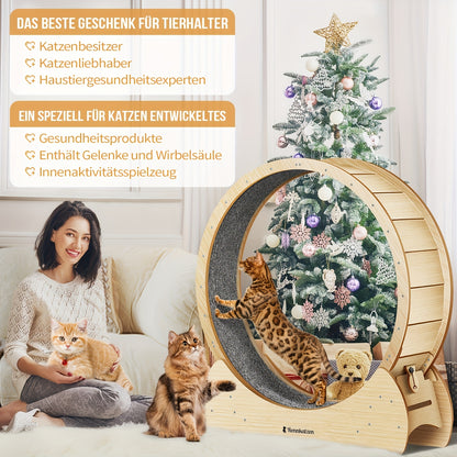 Grande Roue d'Exercice pour Chats et Chiens, Taille XL – Roue de Course en Bois pour Intérieur, Sûre et Confortable, Prévention de l'Obésité chez les Chats, Cadeau de Noël Parfait