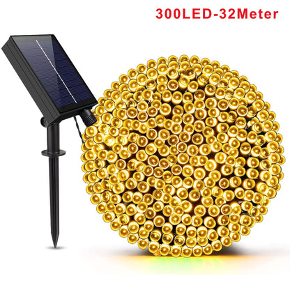 Guirlande Lumineuse Solaire Boule de Cristal 22M/12M 200 LED, 200LED/100LED Extérieur IP65, Lampe Solaire Extérieure, 8 Modes d'Éclairage, Lampe de Jardin Solaire, pour Jardin Patio Porche Décoration de Fête de Mariage Blanc Chaud